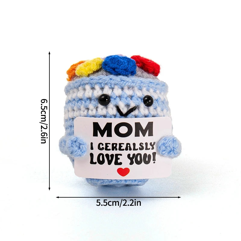 Home Decor Hand-Woven Crochet Ornament — Funny Vegetable Animal Doll with Hugging Card, Positive Energy Desk Accent & Gift
