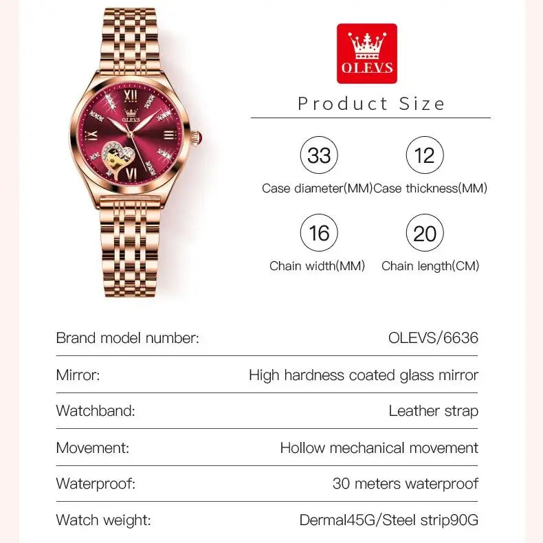 OLEVS 6636 Women's Roman Dial Watch — Luxury Fashion Quartz Wristwatch — view 6 of watches