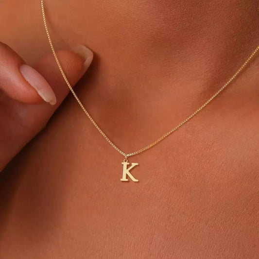 Women's A-Z Initial Letter Necklace — 18K Gold Plated Stainless Steel Jewelry — view 1 of jewelry