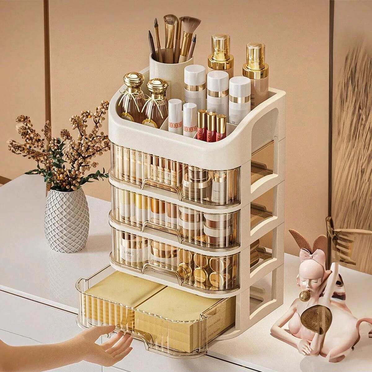 Storage Organizer Multi-Layer Makeup Box — Cosmetic Skincare Eyeshadow Lipstick for Dresser Bathroom