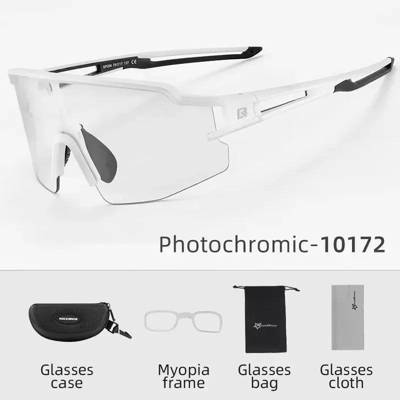 ROCKBROS Cycling Sunglasses Photochromic Eye-Protecting — Adaptive Windproof Bicycle Outdoor Goggles