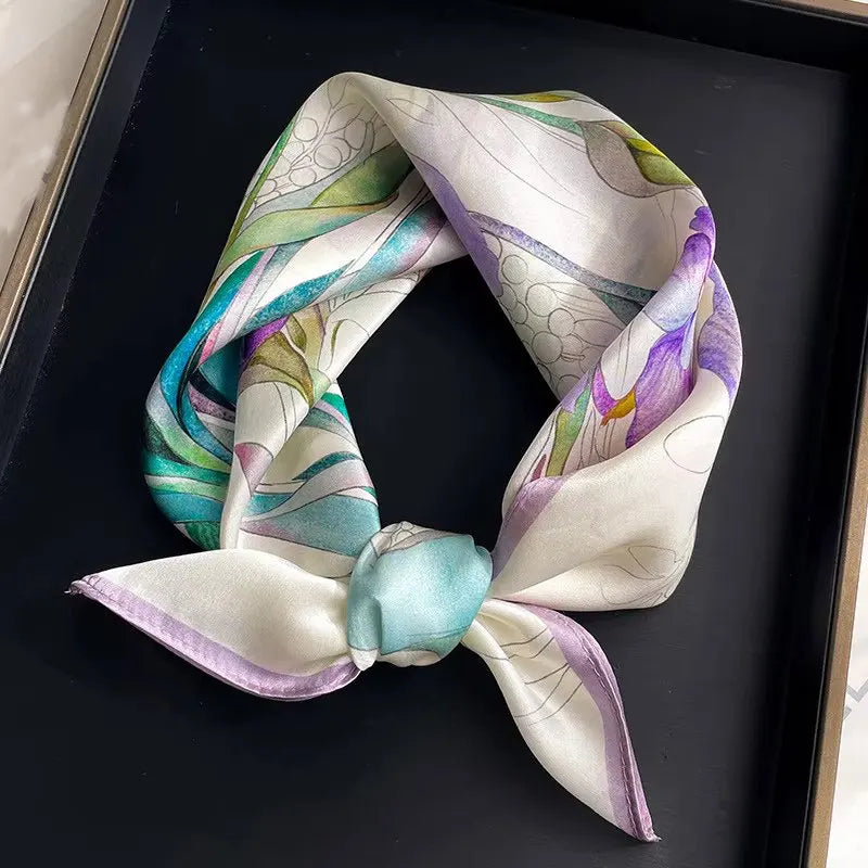 Silk Scarf Small Square 2026 Pashmina — 53×53cm Geometric Trending Palette Bandana Hair Scarf — view 14 of scarves & wraps