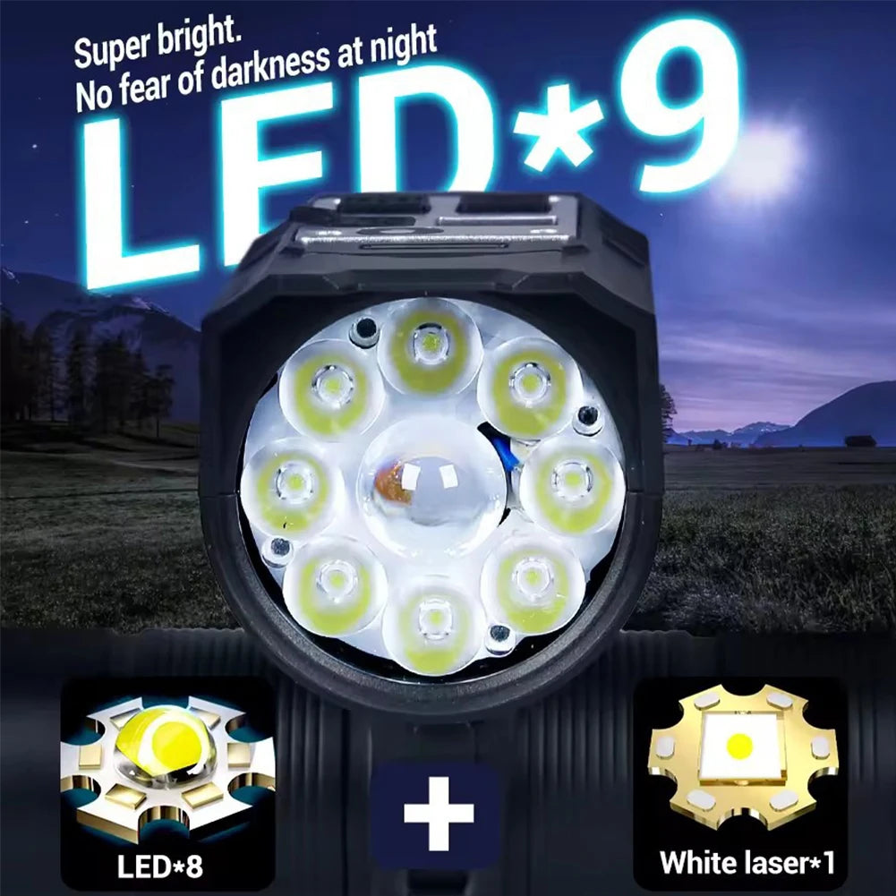 9-LED USB-C Rechargeable Bike Light — Sensor MTB Headlight with Side Beams — view 2 of outdoor sports
