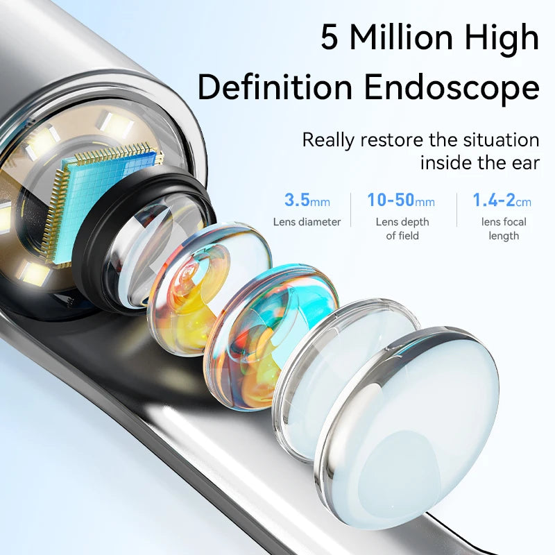 HD Ear Wax Removal Camera Otoscope – Ear Cleaner Kit with 6 LED Lights