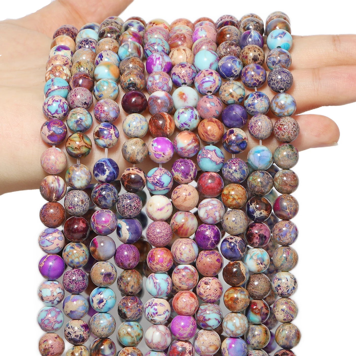 Pearl & Yooperlite Fire Sodalite Beads 15" — 8mm Glow Stone Strand for DIY Jewelry