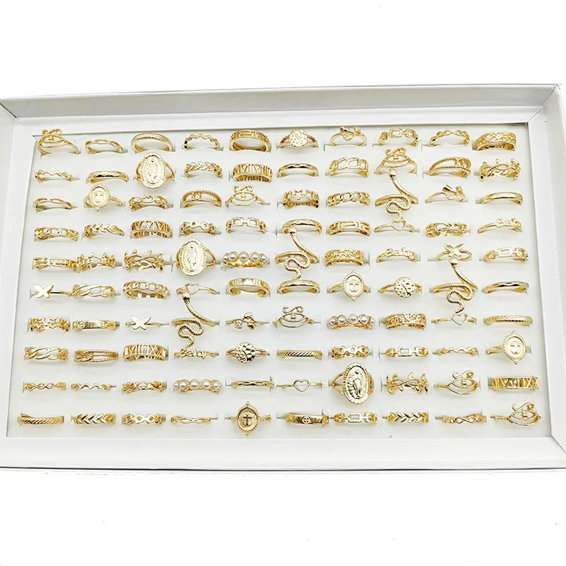 Pearl Thin Joint Rings 30pc Lot — Gold-Tone Love Snake Butterfly Star Set for Women