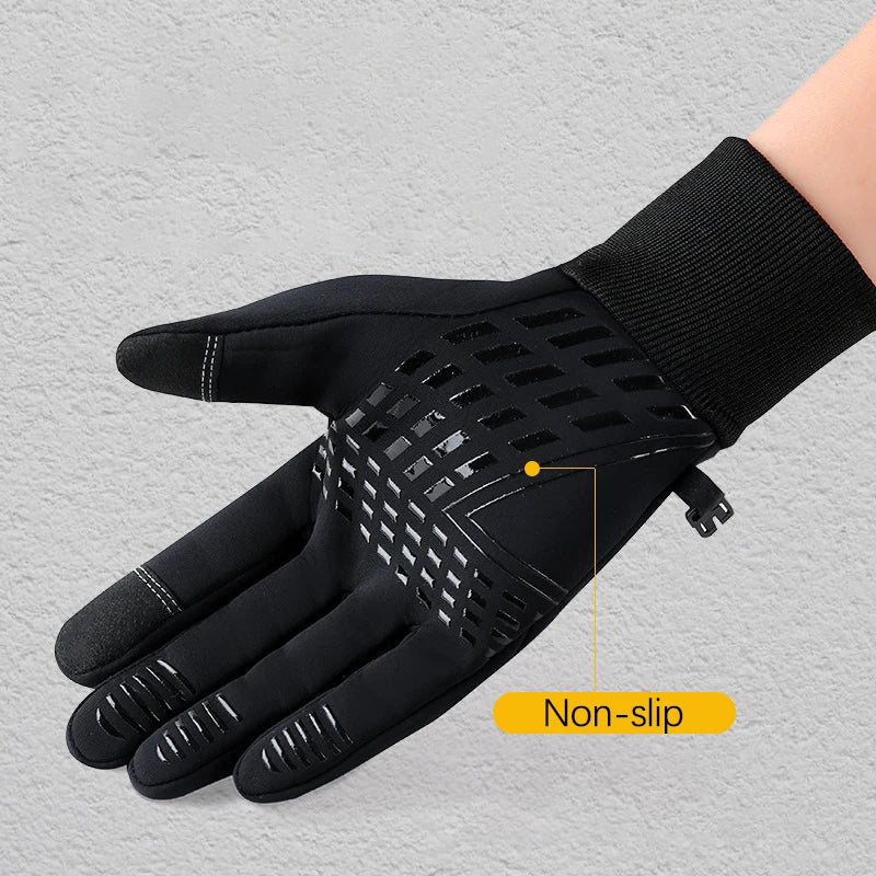 Cycling Gloves Autumn Winter Camping — Velvet Water-Repellent Touchscreen Anti-Slip Riding Gloves — view 3 of gloves