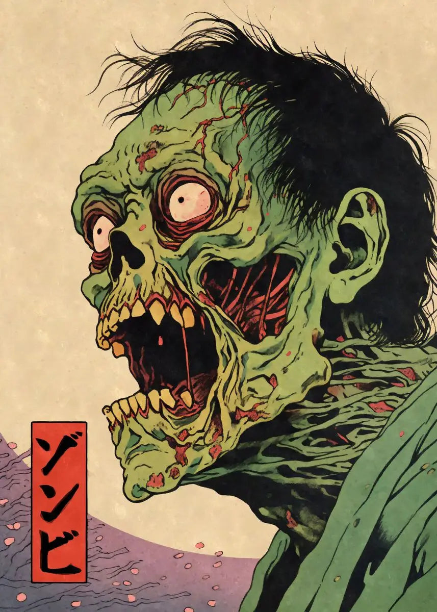 Home Decor Japanese Rising Skeletons Poster — Creepy Ghost Zombie Halloween Canvas Wall Art — view 7 of home decor
