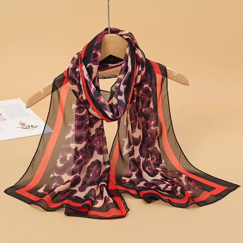 Printed Chiffon Scarf — Lightweight Sun-Protection Beach Shawl Wrap