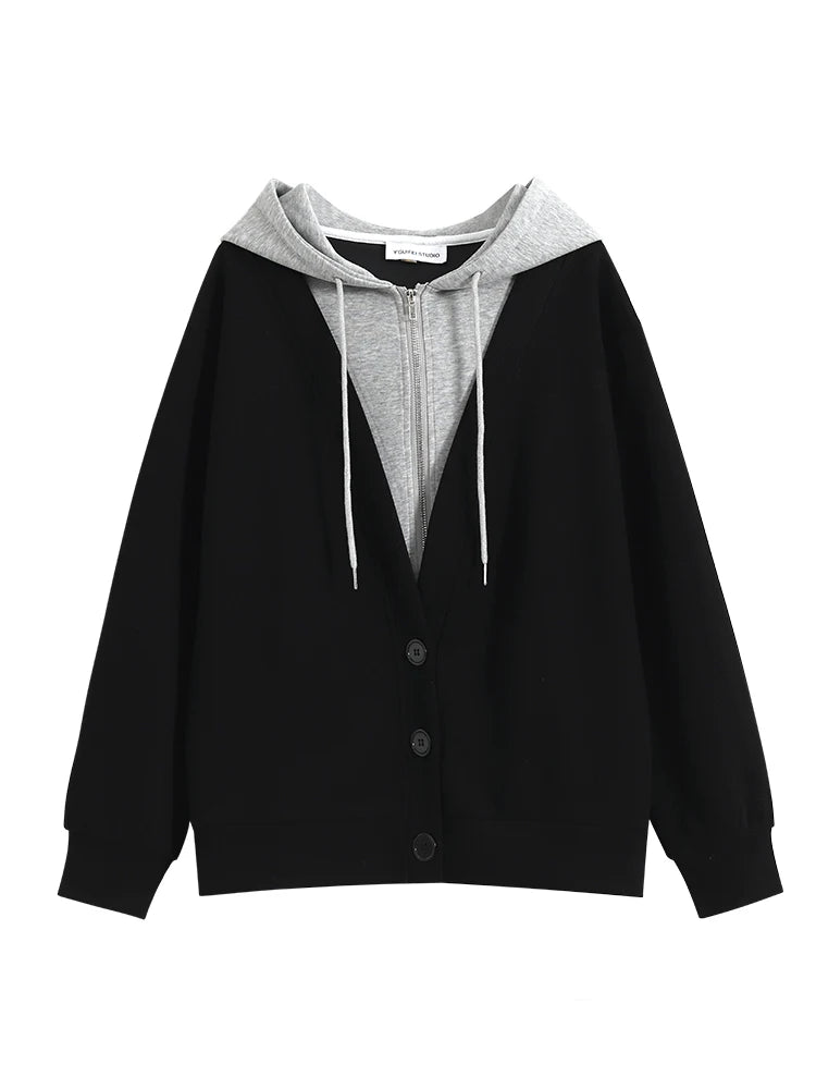 Fall Winter Women Tomboy Y2k Pullovers Essentials Hoodie Oversize Patchwork Sweatshirts Harajuku Fashion 2000s Grunge Thick Warm