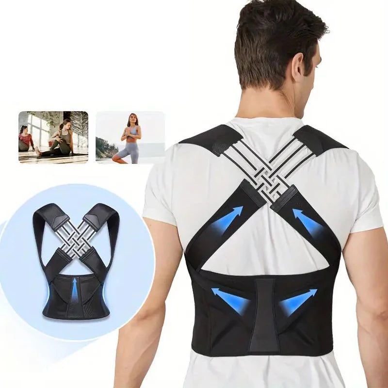 Back Brace Posture Corrector — Adjustable Shoulder Straightener for Men & Women — view 4 of recovery & massage