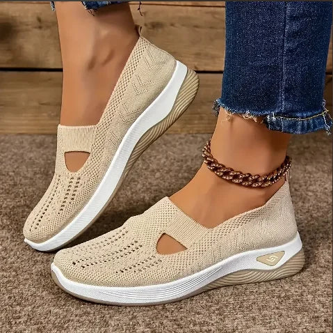 Women's shoes Solid Color Breathable Sneakers, casual sneaker women's summer sneakers, Low-top Knitted Casual Shoes Mom Shoes — view 10 of product