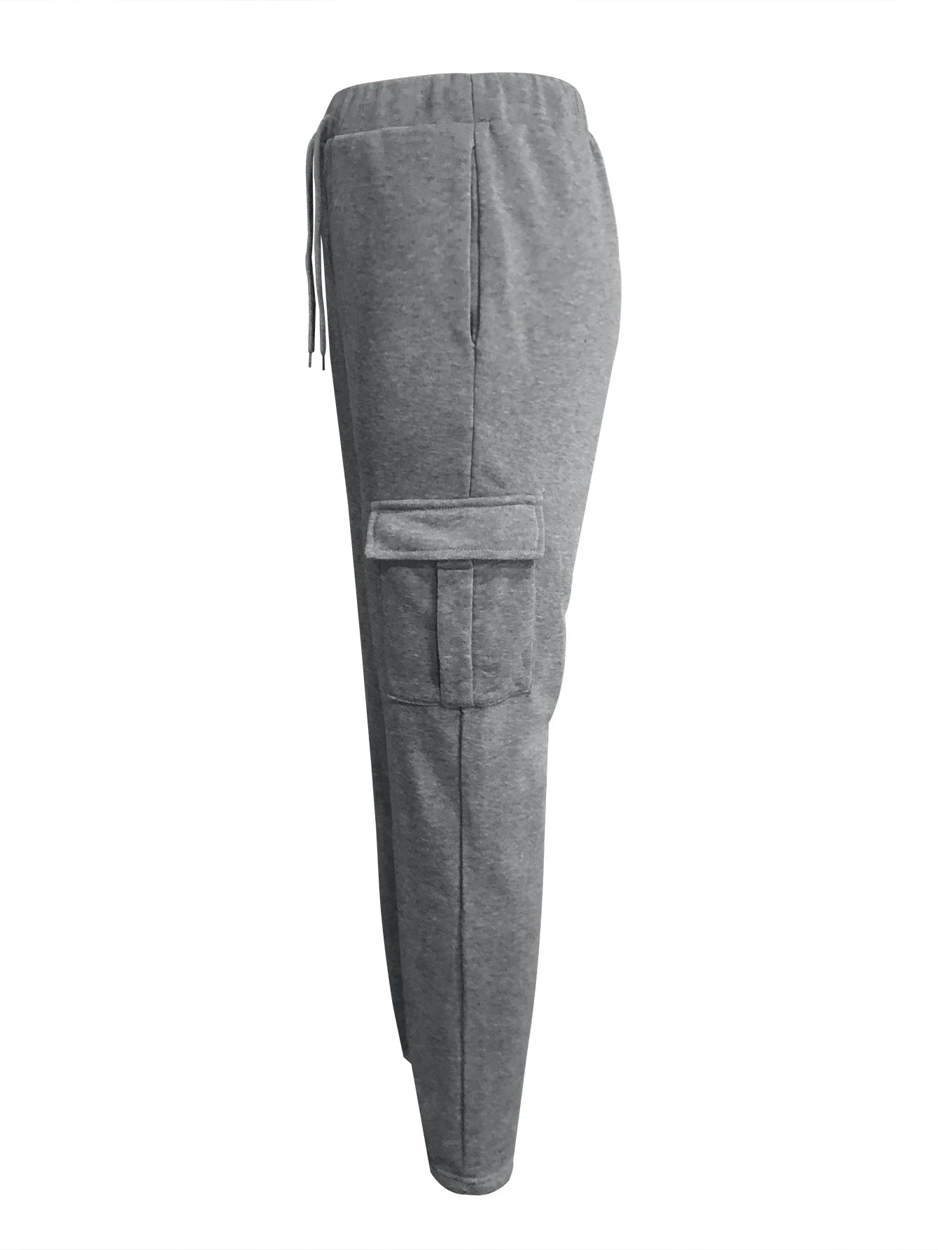 LW Side Pocket Drawstring Sweatpants Autumn Winter Casual Mid Waist Side Split