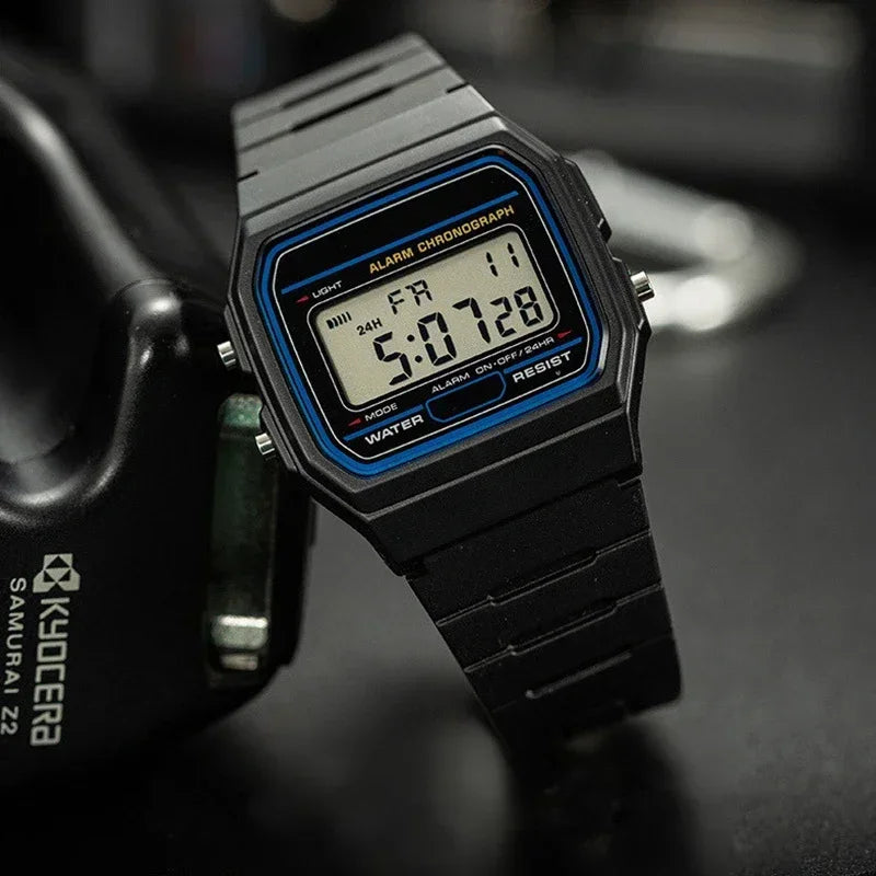 Men's Square LED Digital Sport Watch — Minimalist Silicone Strap Electronic Wristwatch — view 3 of watches