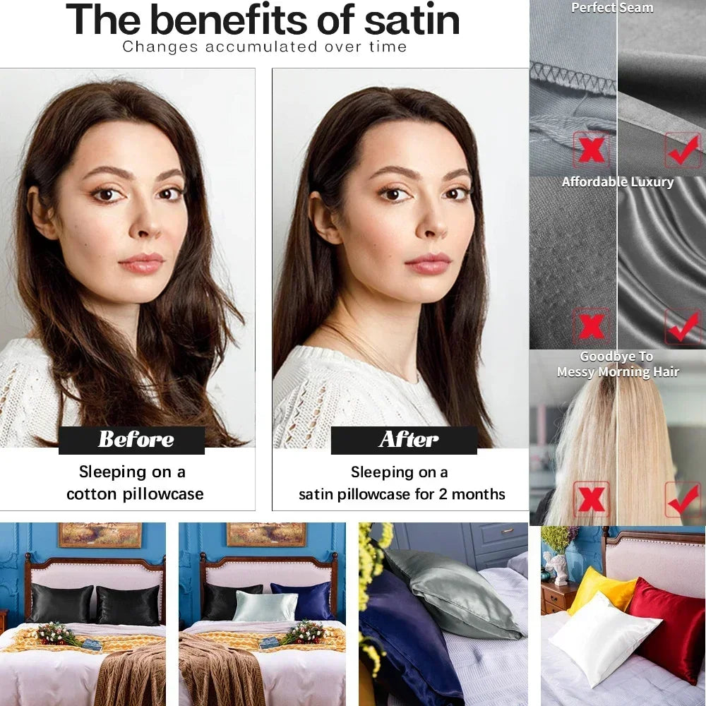 Pack Satin Pillowcases – Cooling, Super Soft Silk-Like Pillow Covers with Envelope Closure — view 2 of home & kitchen