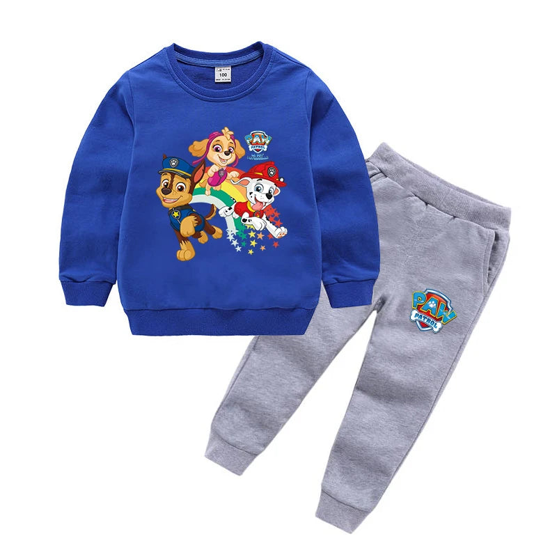 Paw Patrol Children Sets 2024 Autumn Boys/Girls Long sleeve t shirt Kids Kawaii Anime Clothing Sweatshirts and Pants Suits