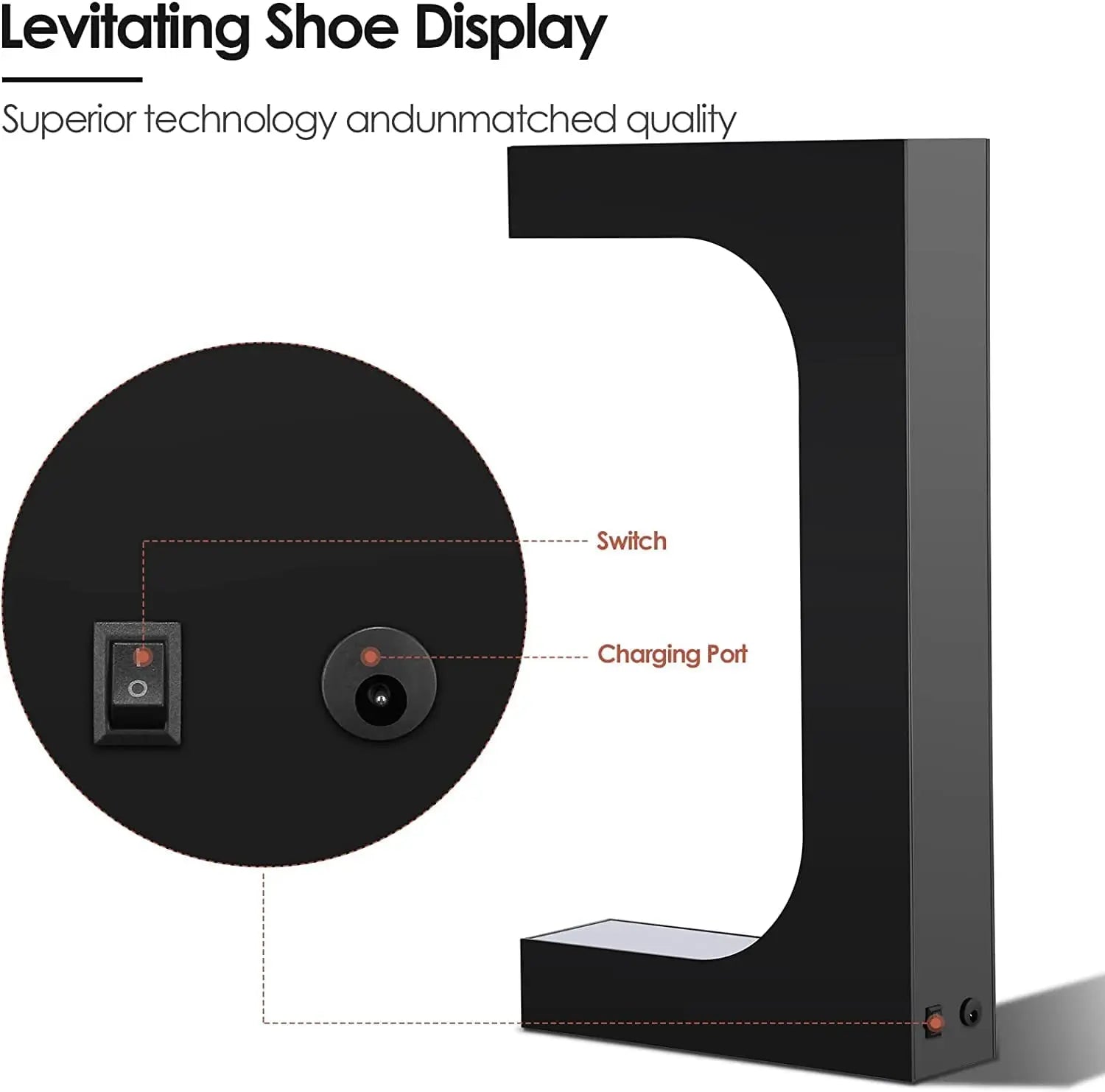 Magnetic Levitation Sneaker Display — Floating LED Shoe Stand — view 5 of shoe accessories
