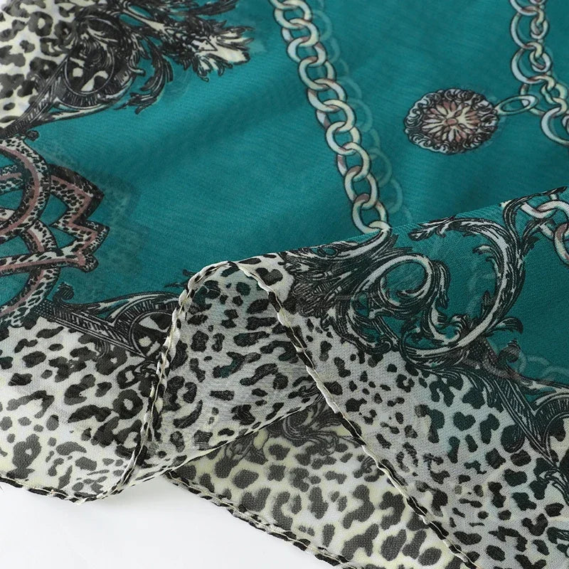 Printed Chiffon Scarf — Lightweight Sun-Protection Beach Shawl Wrap — view 5 of scarves