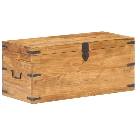 35.4"x15.7"x15.7" Solid Acacia Wood Chest – Durable Home Storage & Decorative Trunk