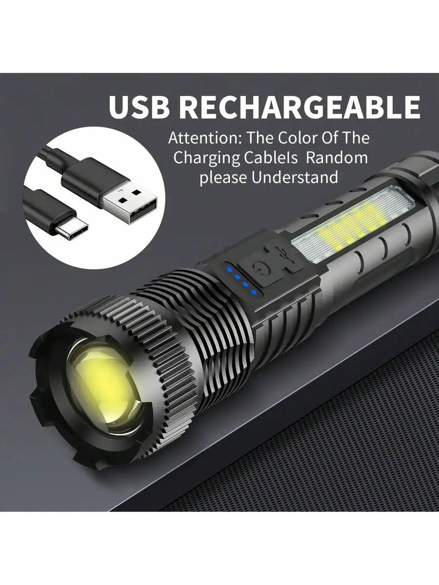 High-Lumens Rechargeable Tactical Flashlight 2-Pack — Zoom + COB Lantern — view 4 of outdoor sports