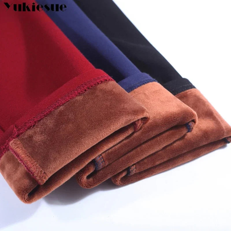 S-6XL winter warm 2024 high Elastic Waist Casual stretch Skinny Pencil Pants Women