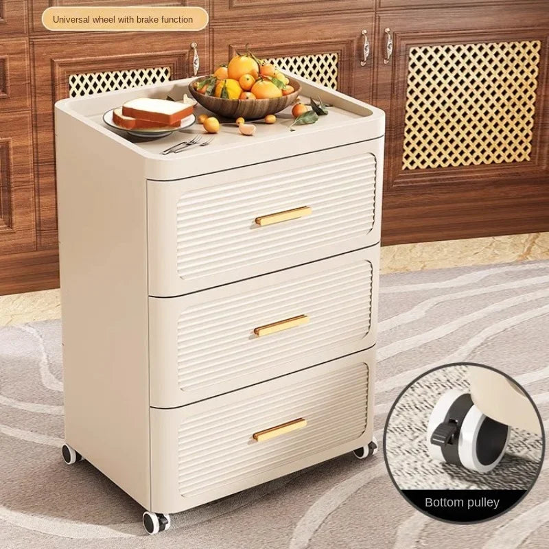 35-55CM Plastic Storage Cabinet with Drawers & Wheels – Multi-Purpose Kitchen & Clothing Organizer