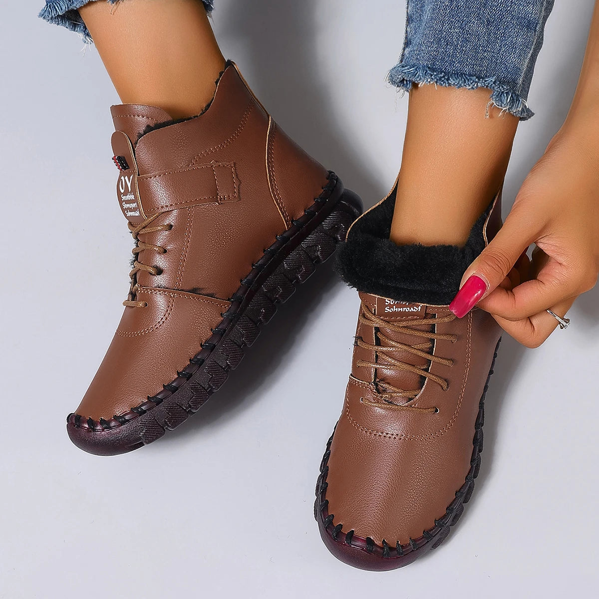 Women's Luxury Flat Ankle Boots — Comfortable Warm Casual Mom Boots (2025) — view 5 of boots