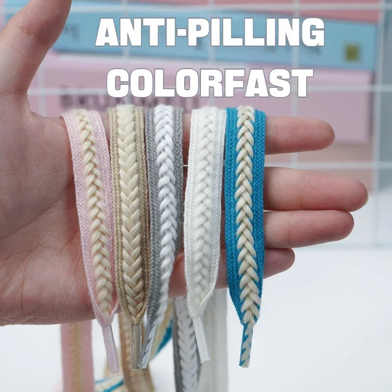 Wheat Cotton Shoelaces — Wide Premium Sneaker Laces (1 Pair) — view 3 of shoe accessories