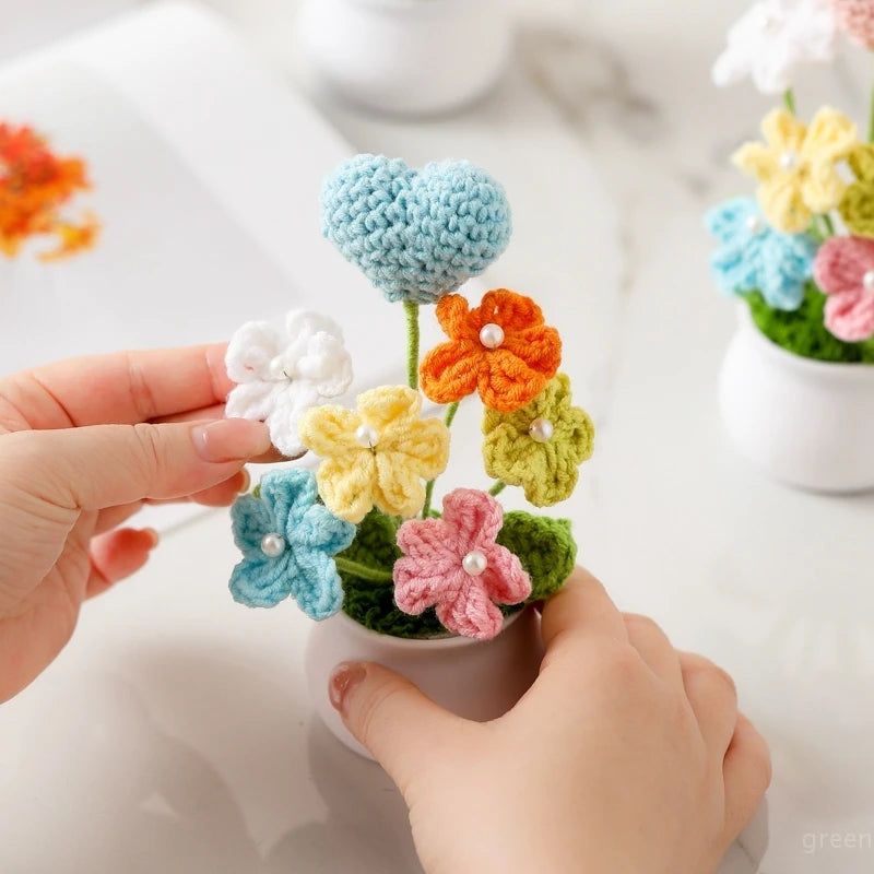 Home Decor Handmade Crochet Potted Plant — Cute Mini Faux Flower for Car, Desk & Office — view 5 of home decor