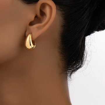 Women's Chunky Dome Drop Earrings — Gold Plated Vintage Teardrop Jewelry — view 1 of jewelry