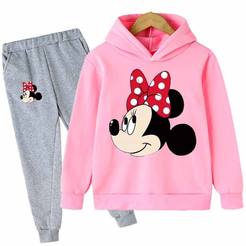 Minnie Mouse Cotton Casual Newborn Baby Boys Girls Outfits Suit Hoodies Tops+Pants 2Pcs