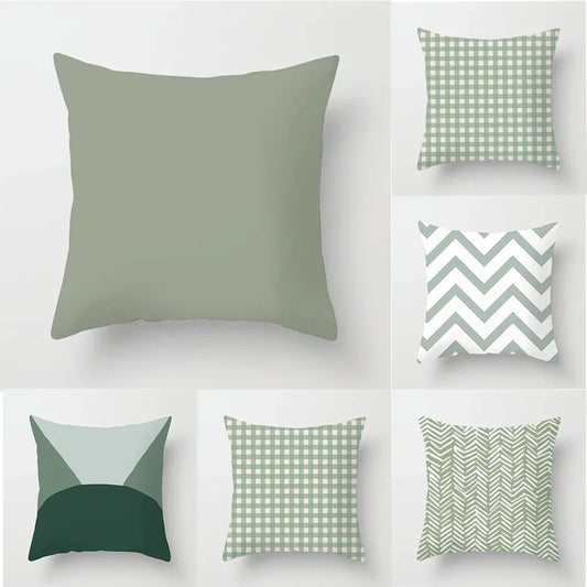 Fresh Green Geometric Cushion Cover &mdash; Polyester Pillowcase for Living Room &amp; Bedroom — view 1 of cushion covers & pillow cases