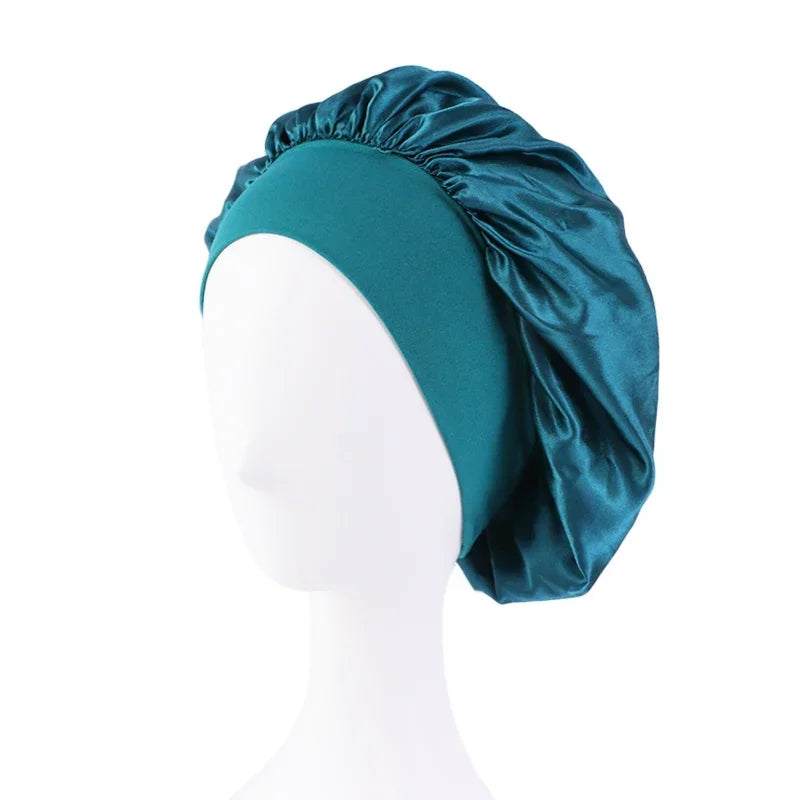 Satin Wide-Brim Sleep Bonnet – Silky Nightcap Hair Wrap with Soft Elastic Band — view 6 of beauty & personal care