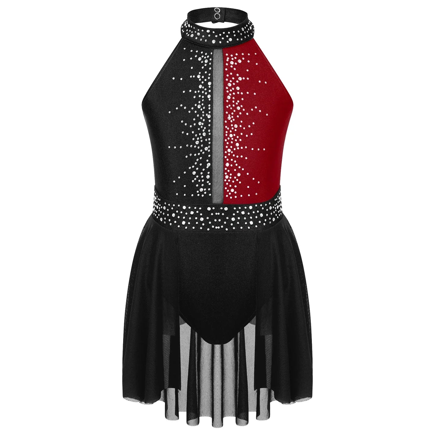 Girls Lyrical Dance Dress - Sleeveless Rhinestone Performance Leotard — view 15 of dance costumes