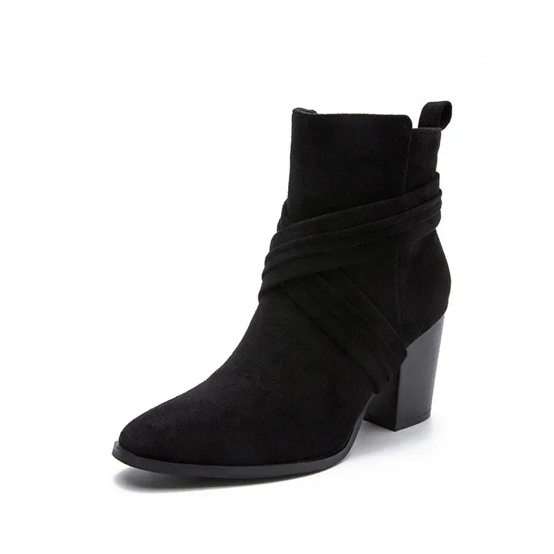 Pointed-Toe High-Heel Ankle Boots — Zipper Pump Booties for Autumn — view 8 of boots