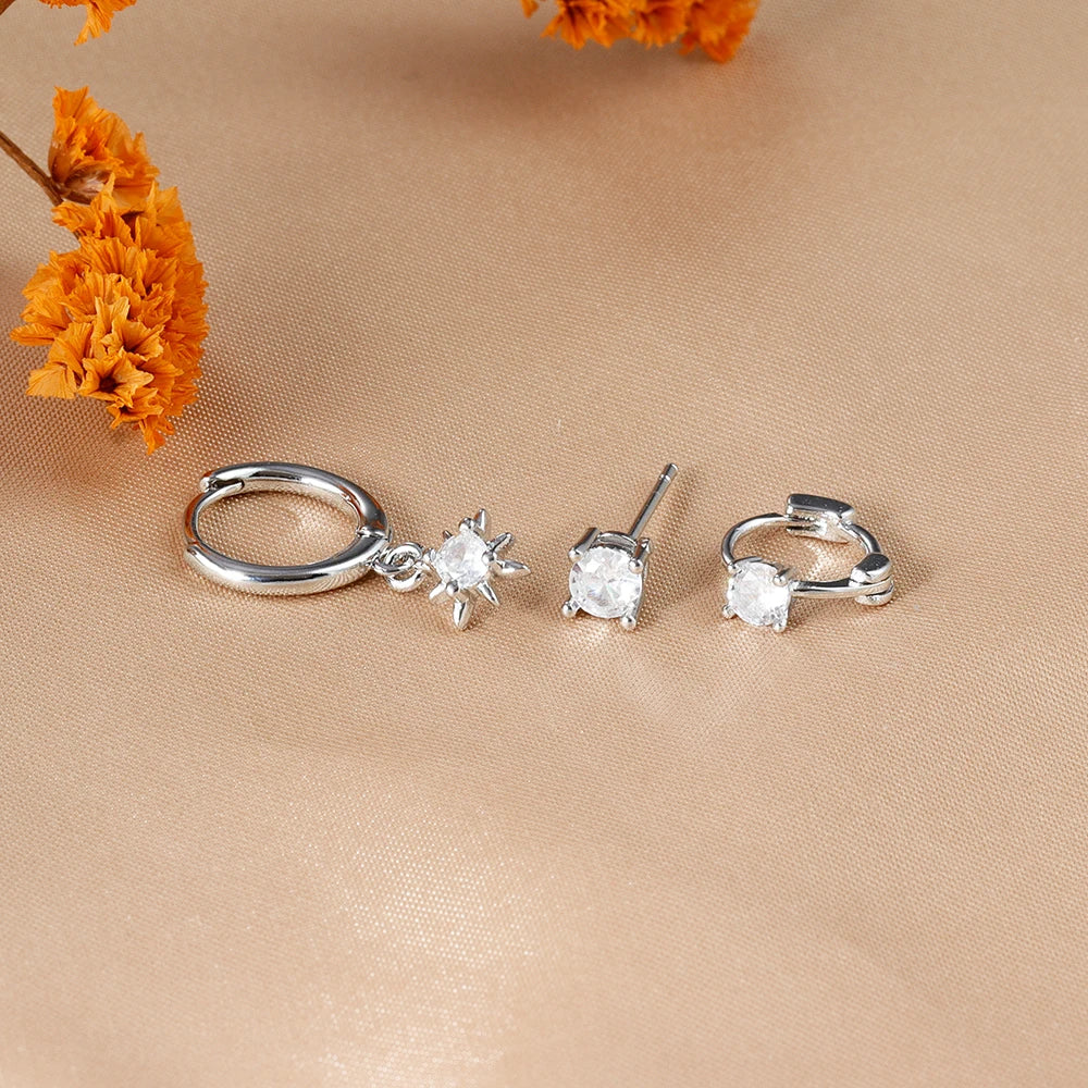 Women's 3pc Star Drop Earrings Set — 18K Gold Plated Round Dangle Jewelry — view 5 of jewelry