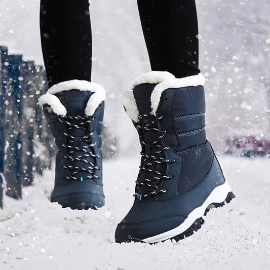 Women's Waterproof Heeled Winter Boots — Trendy Platform Ankle Boots with Plush Lining — view 1 of boots