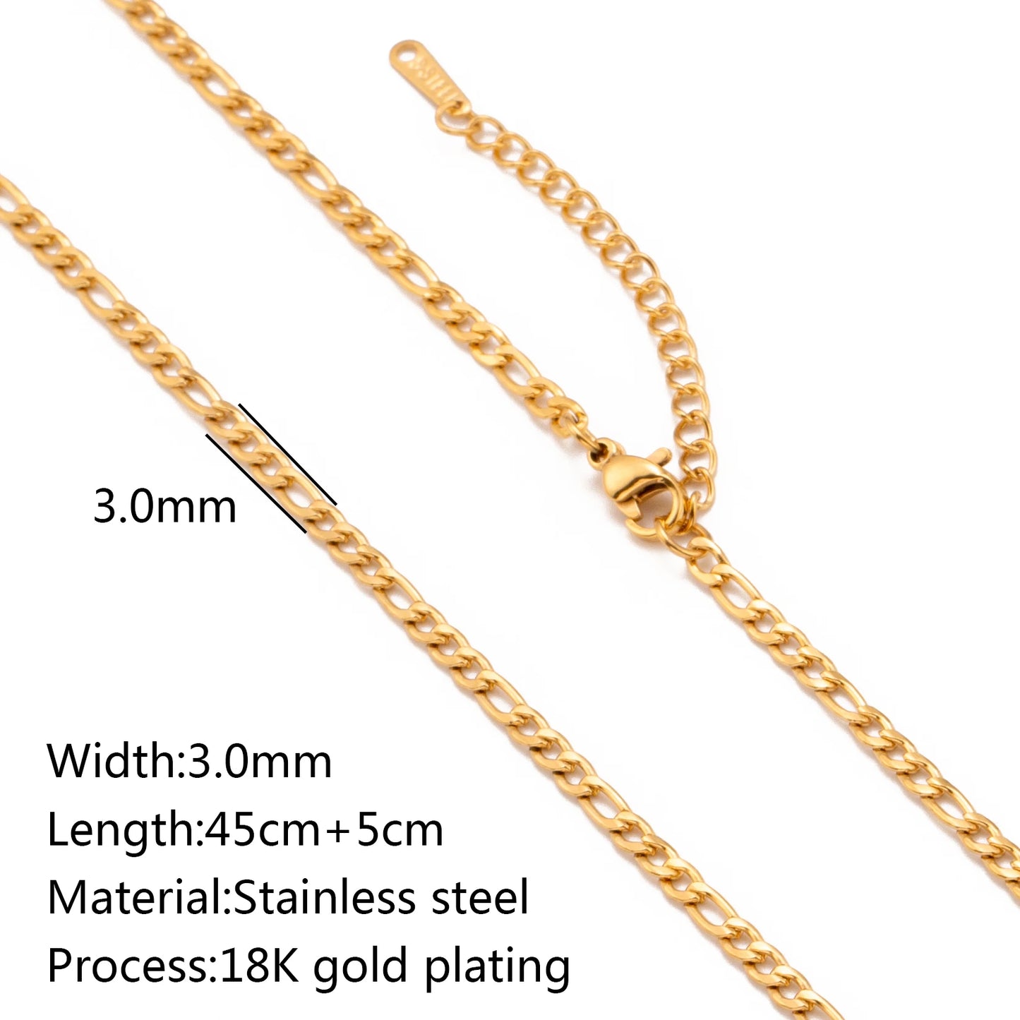 Unisex 5pc 18K Gold Cuba Cross Chain Necklace Set — PVD Plated Steel Jewelry — view 18 of jewelry