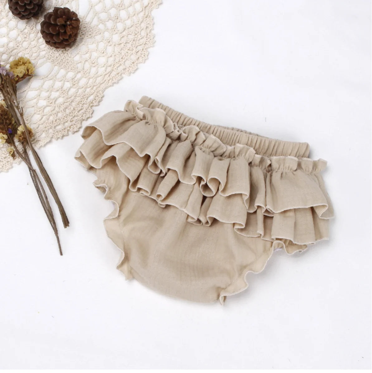 Baby Girls Double-Layer Ruffle Bloomer - Muslin Cotton Tutu Diaper Cover — view 7 of baby bottoms