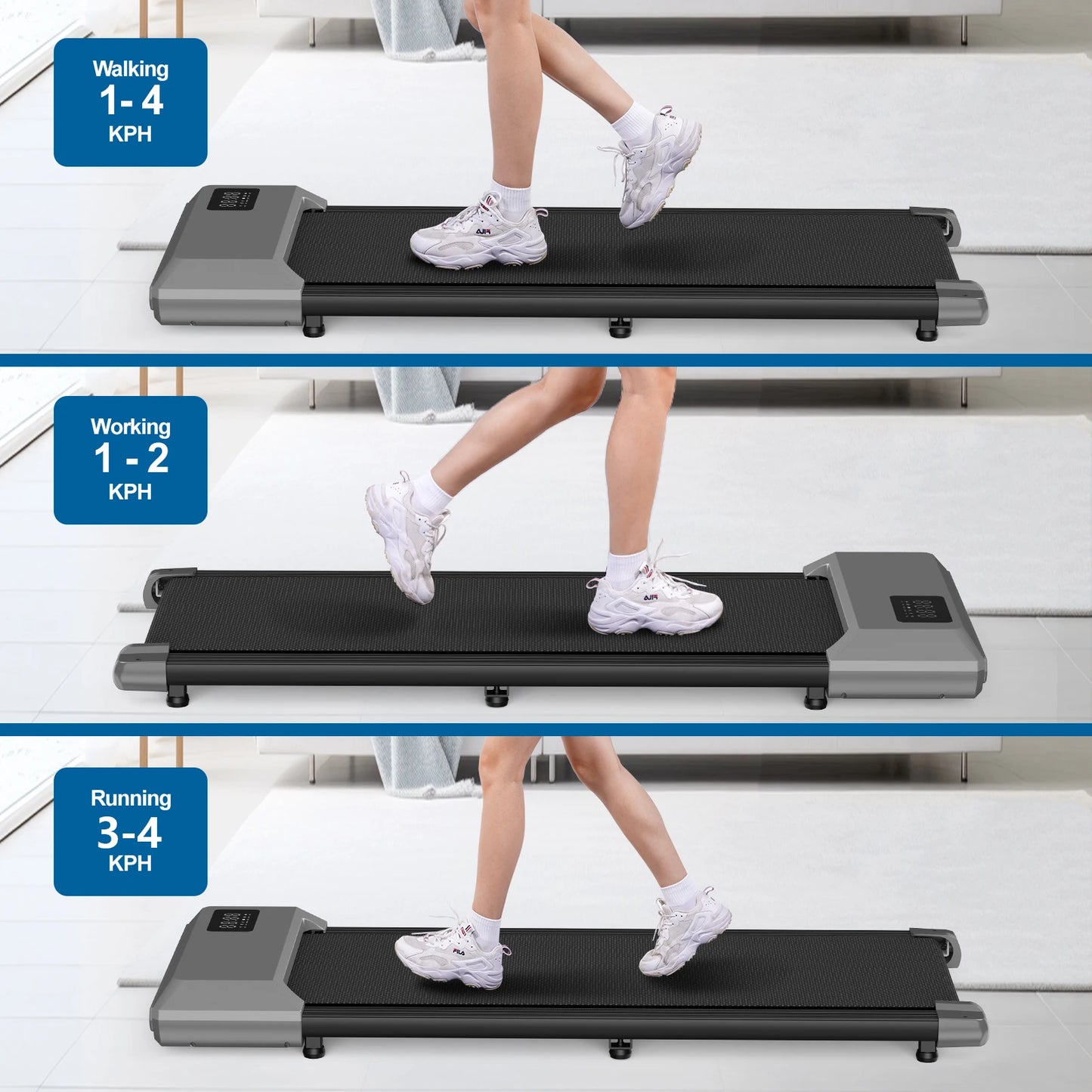 2-in-1 Walking Pad Mini Treadmill – Under Desk, LCD Screen, Bluetooth, Quiet, 250lb Max (BA04/06-A2) — view 2 of sports & fitness
