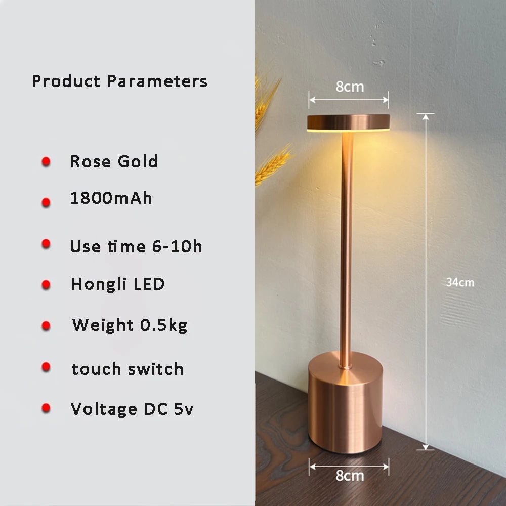 Wireless Rechargeable Table Lamp &mdash; Touch-Switch Metal Retro Desk Light for Bedroom, Bar &amp; Restaurant — view 11 of lighting