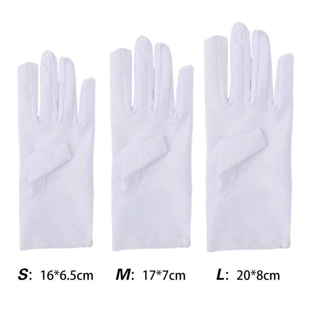 White Kids’ Spandex Elastic Gloves – Boys’ and Girls’ Stage Performance & Etiquette Gloves