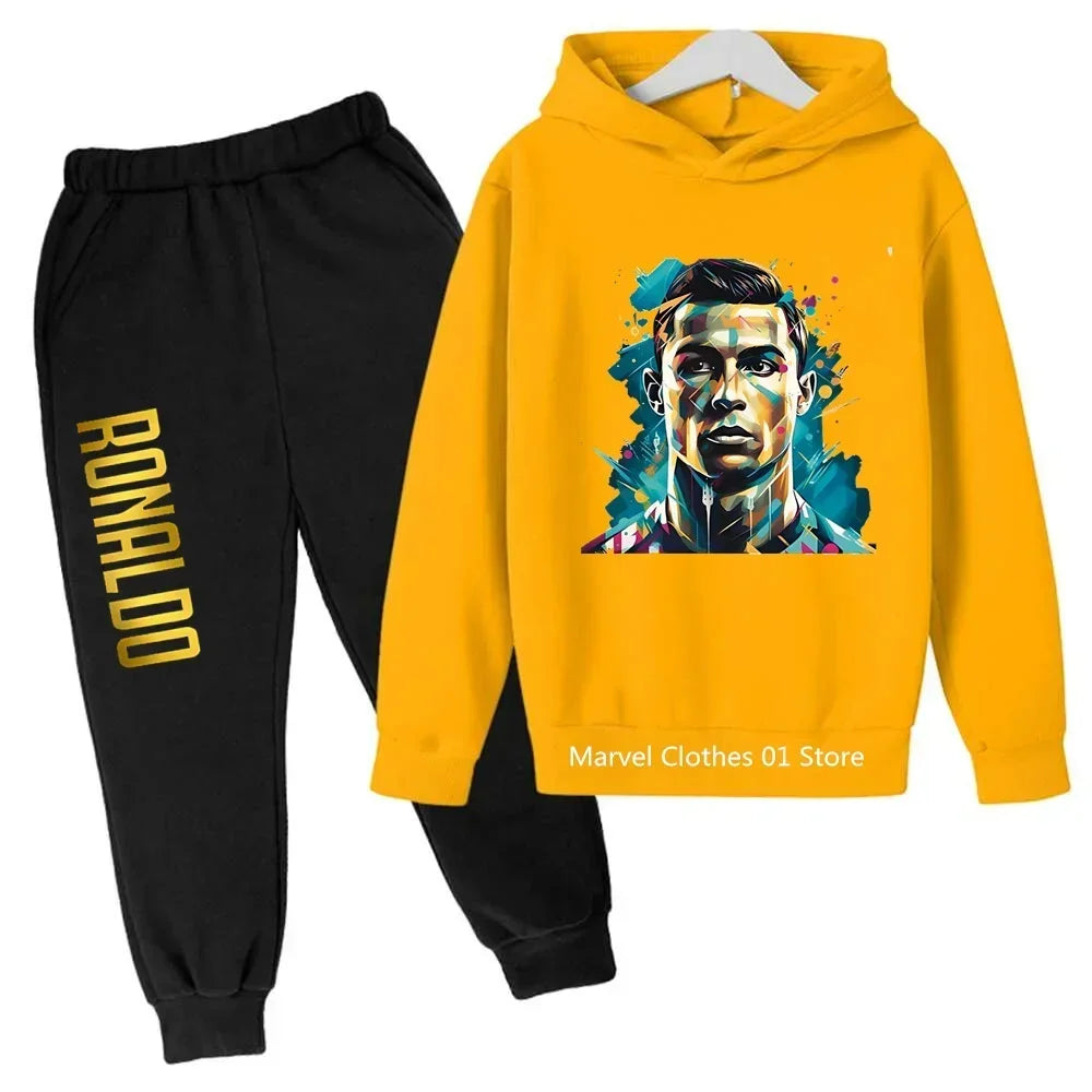 Cristiano Ronaldo CR7 Cosplay Costumes Kids Football Idol Hoodie Set Pants Kids Boys High Quality Tops Girls Clothing Sets