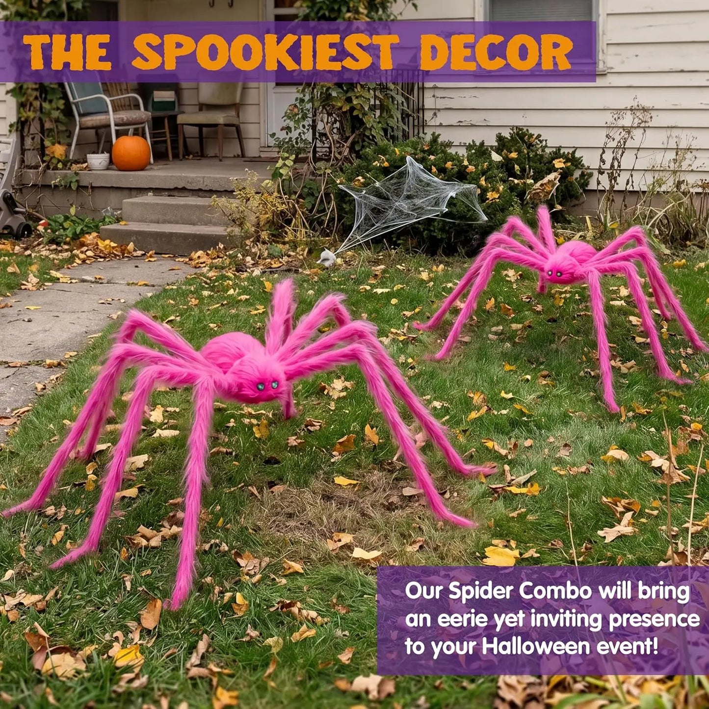 2-Pack Giant Hairy Spider Halloween Outdoor Decorations, 5 Ft — product photo 4