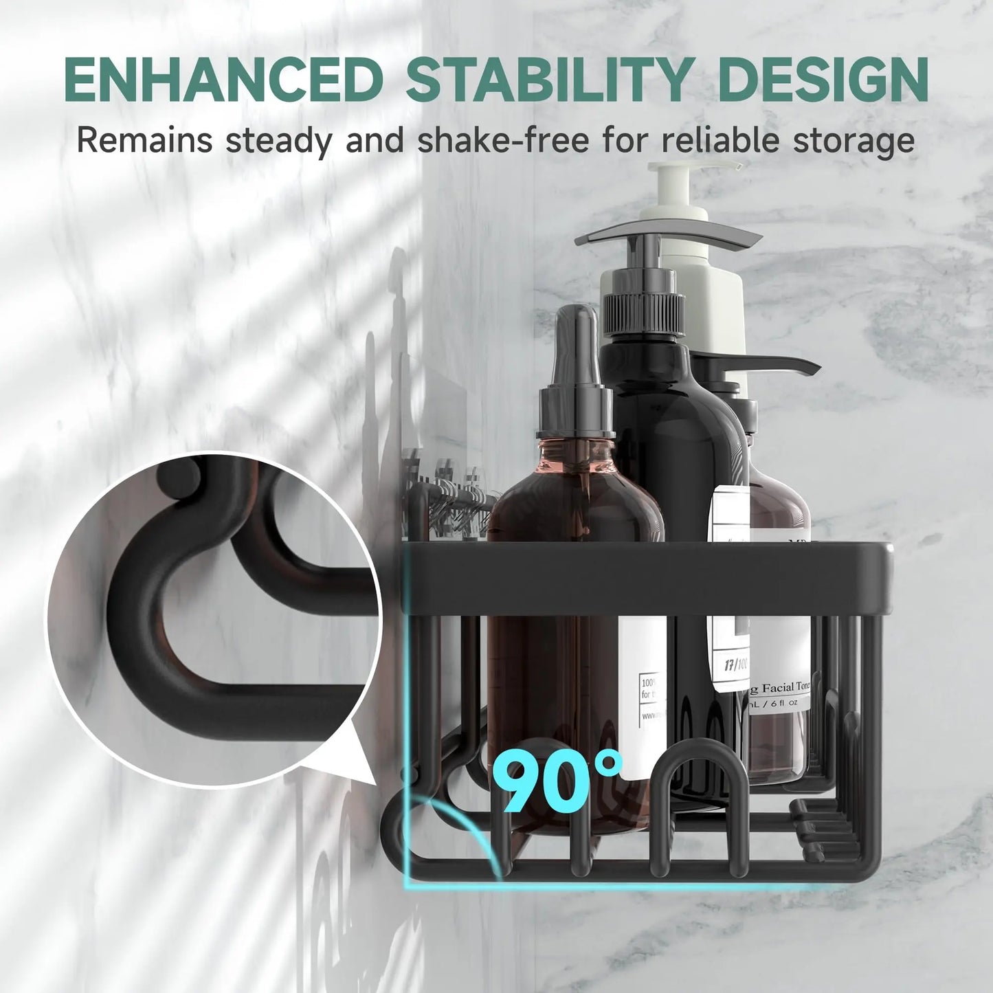 6-Pack Adhesive Shower Caddy Organizer Rack, No-Drill Install — product photo 2