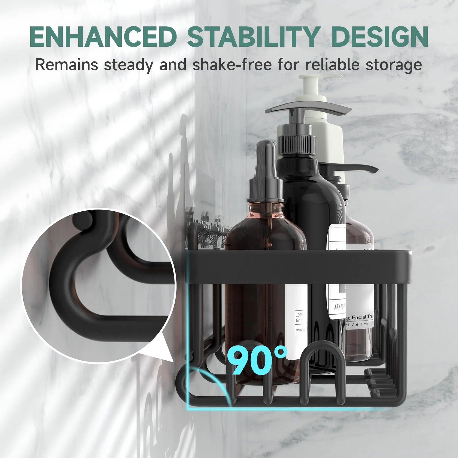 6-Pack Adhesive Shower Caddy Organizer Rack, No-Drill Install — product photo 2