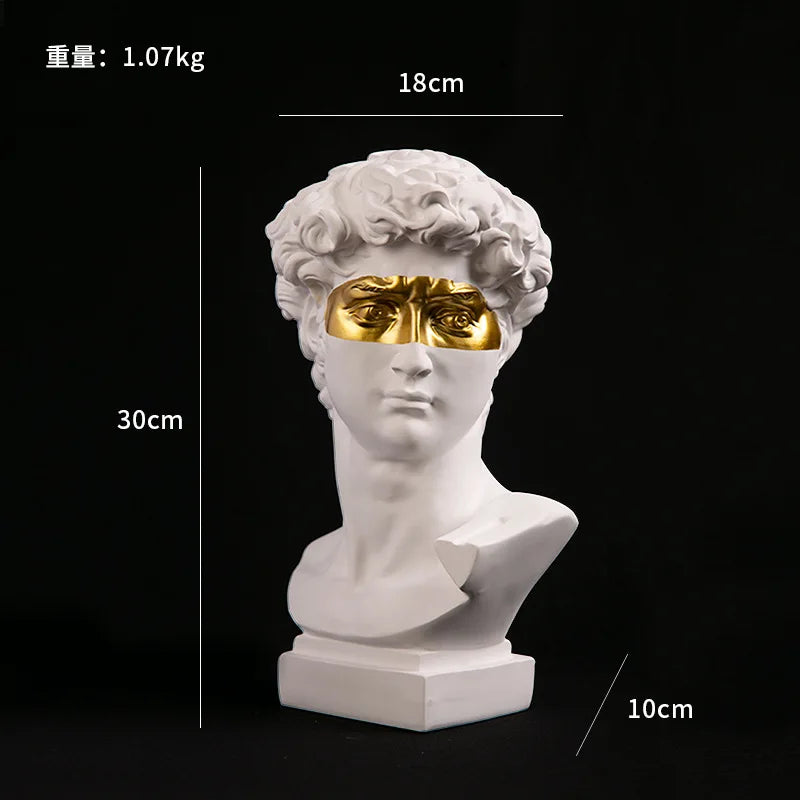 Home Decor David Head Resin Bust Statue — Modern Abstract Art Sculpture for Shelves & Mantels — view 10 of home decor