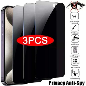 3Pcs Privacy Screen Protector for iPhone 13/14/15/16/17 Pro Max Anti-Spy — view 1 of screen protectors