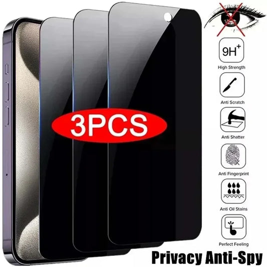 3Pcs Privacy Screen Protector for iPhone 13/14/15/16/17 Pro Max Anti-Spy — view 1 of screen protectors