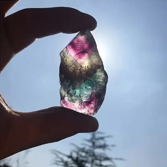 Crystal & Gemstone Fluorite Raw Stone — Natural Rainbow Crystal Home Decor — view 1 of crystal & gemstone